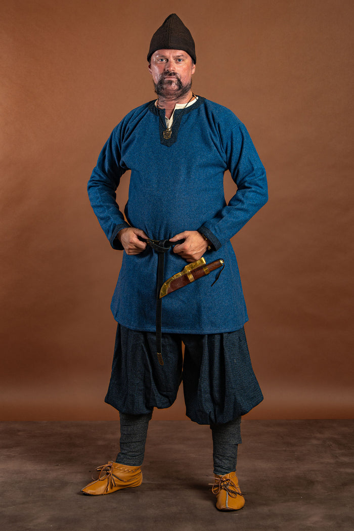 Viking trousers Oseberg, wool mix, blue