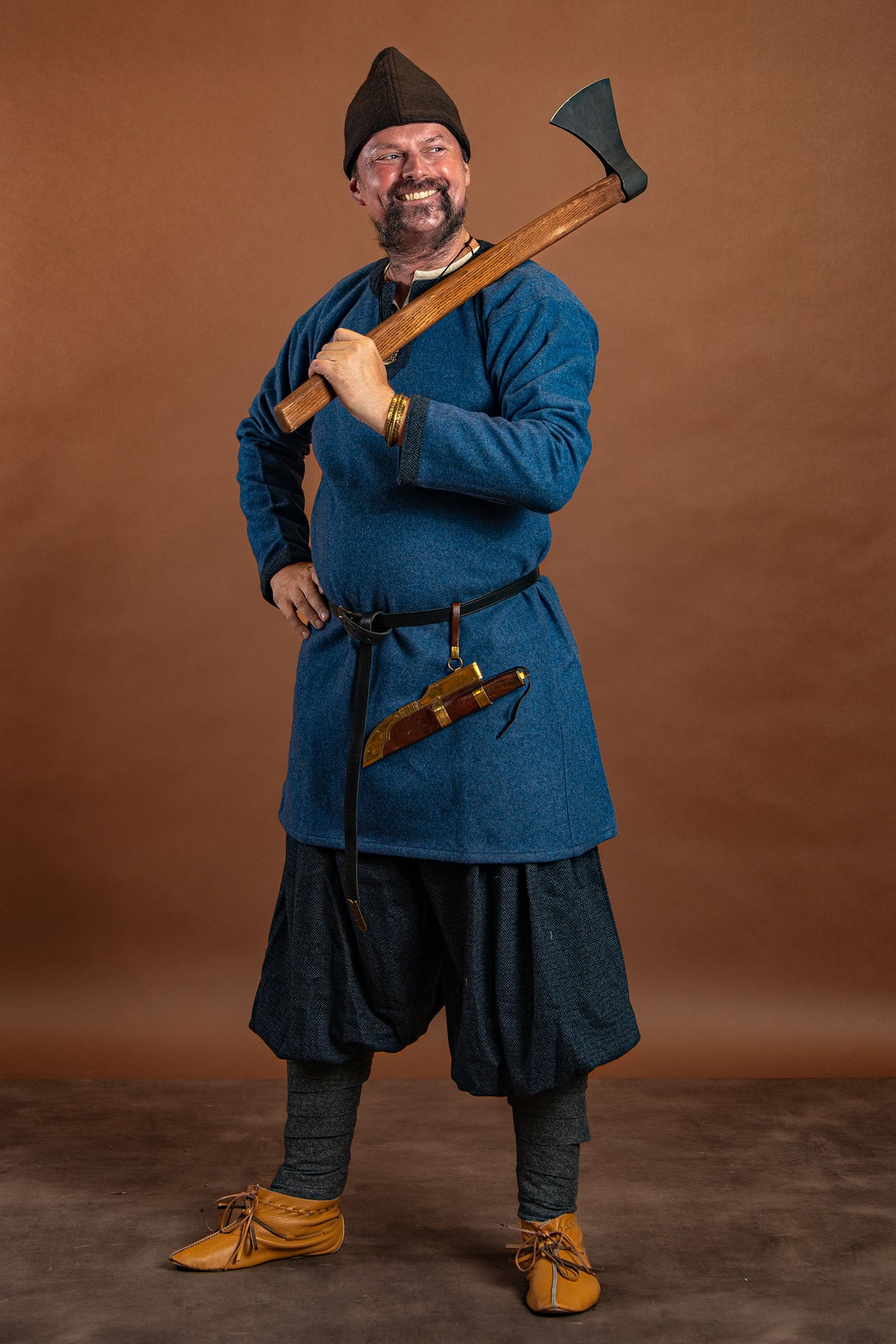 Vikingbroek Oseberg, wolmix, blauw
