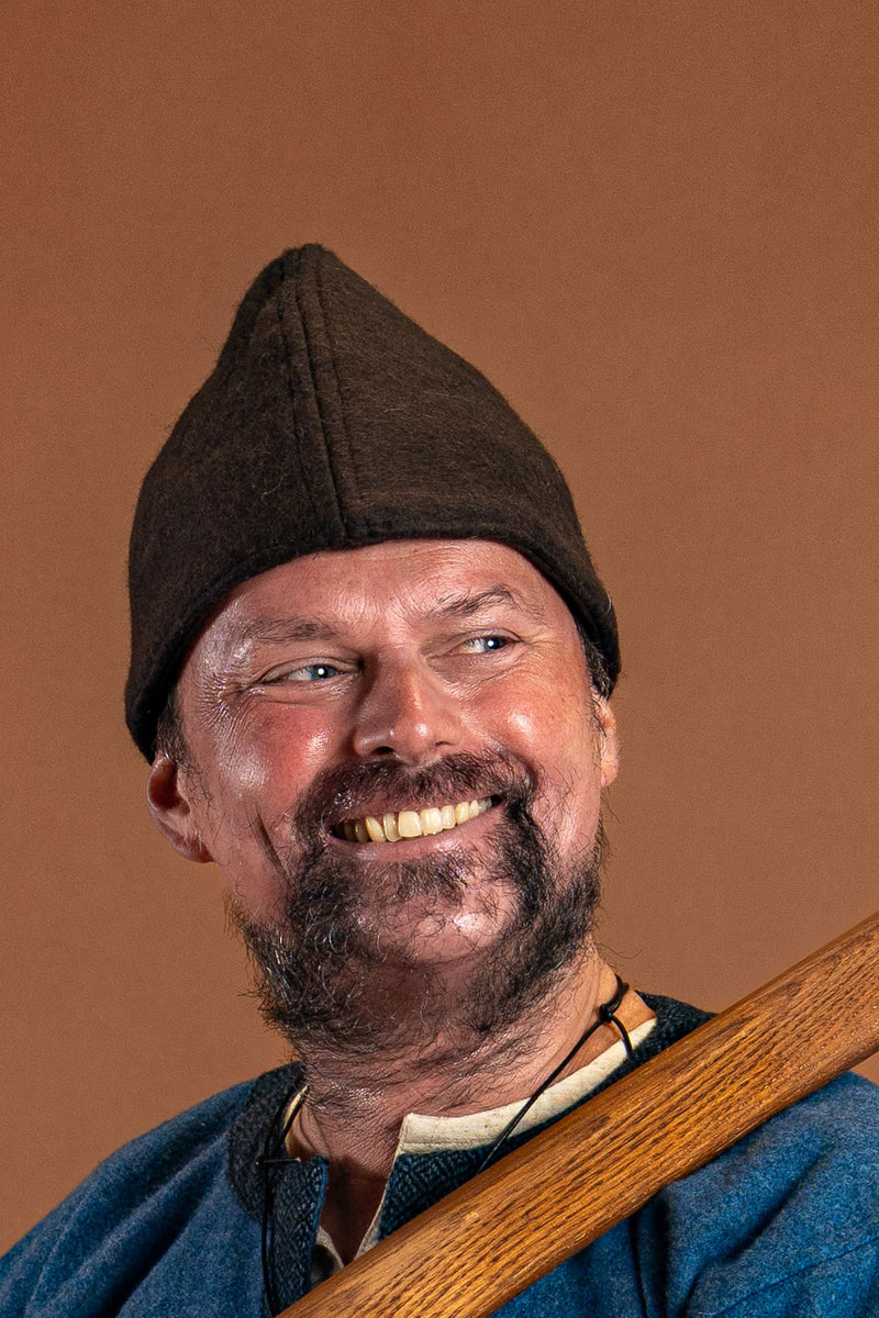 Gorro vikingo Njal, mezcla de lana, marrón