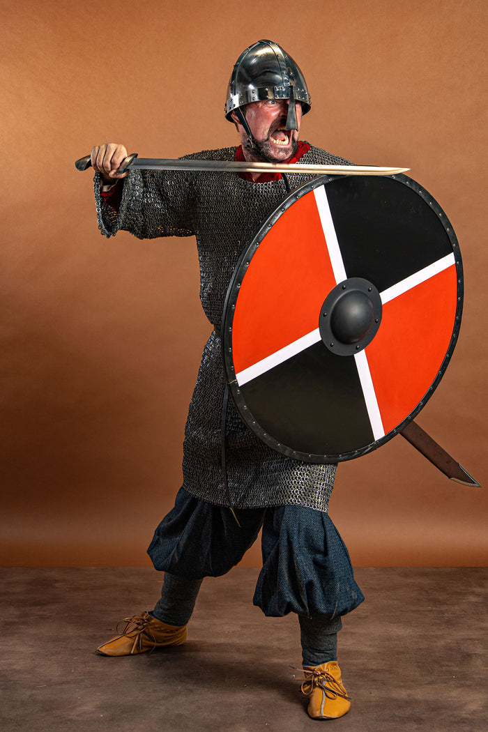 Hauberk, platte ringen, ronde klinknagels 8 mm