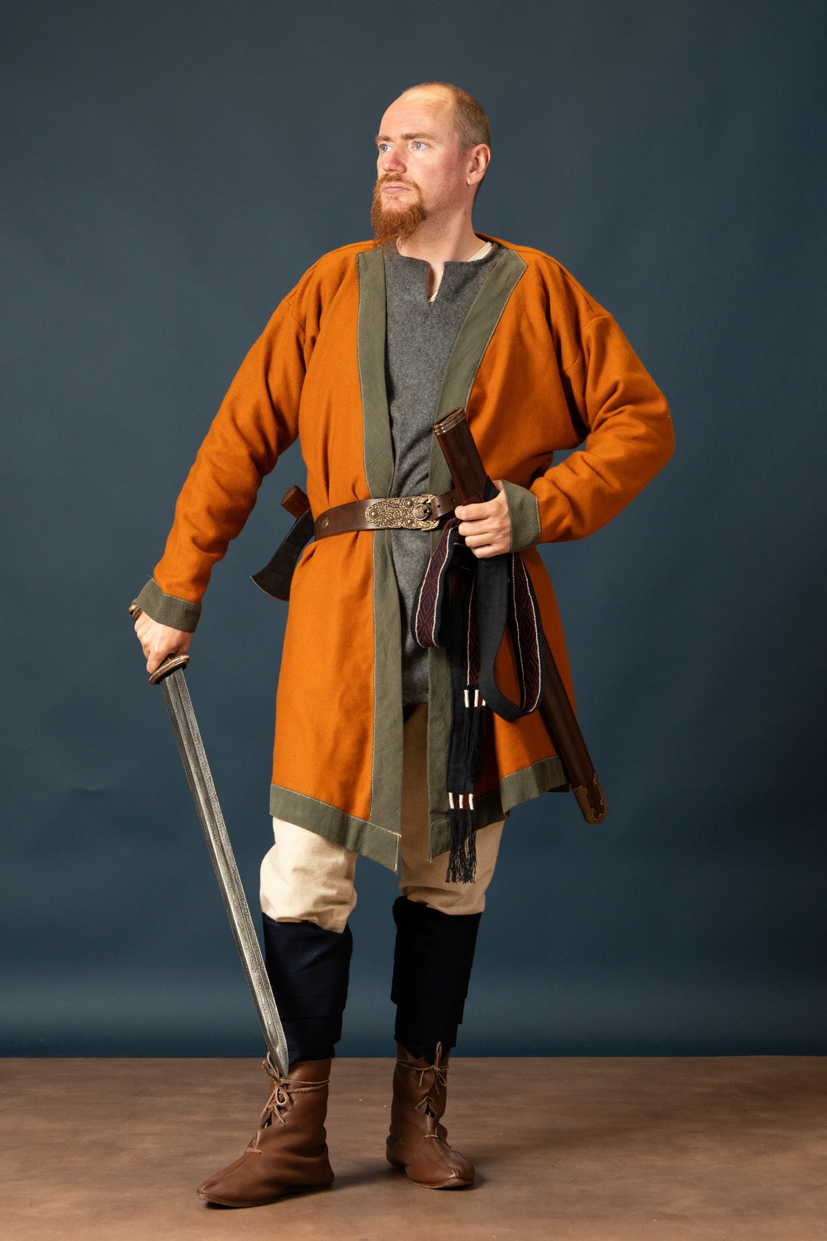 Kaftan Farman, lã, laranja