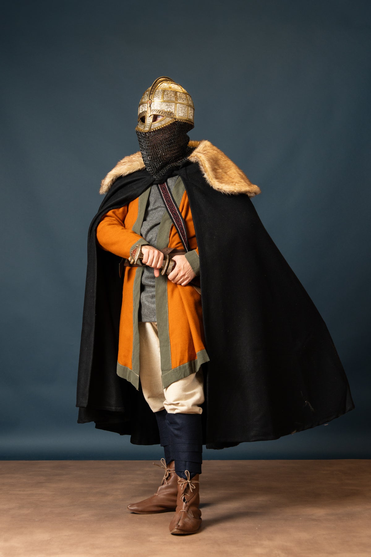 Fur cloak John, black, wool mix
