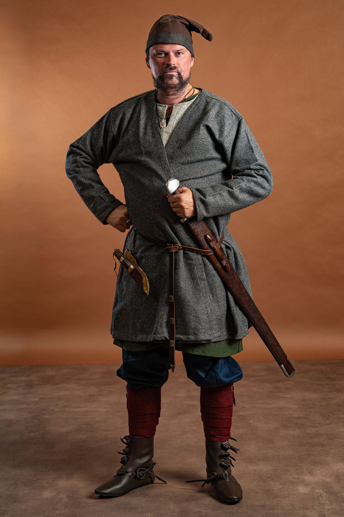 Kaftan Gustav, grå, uldblanding