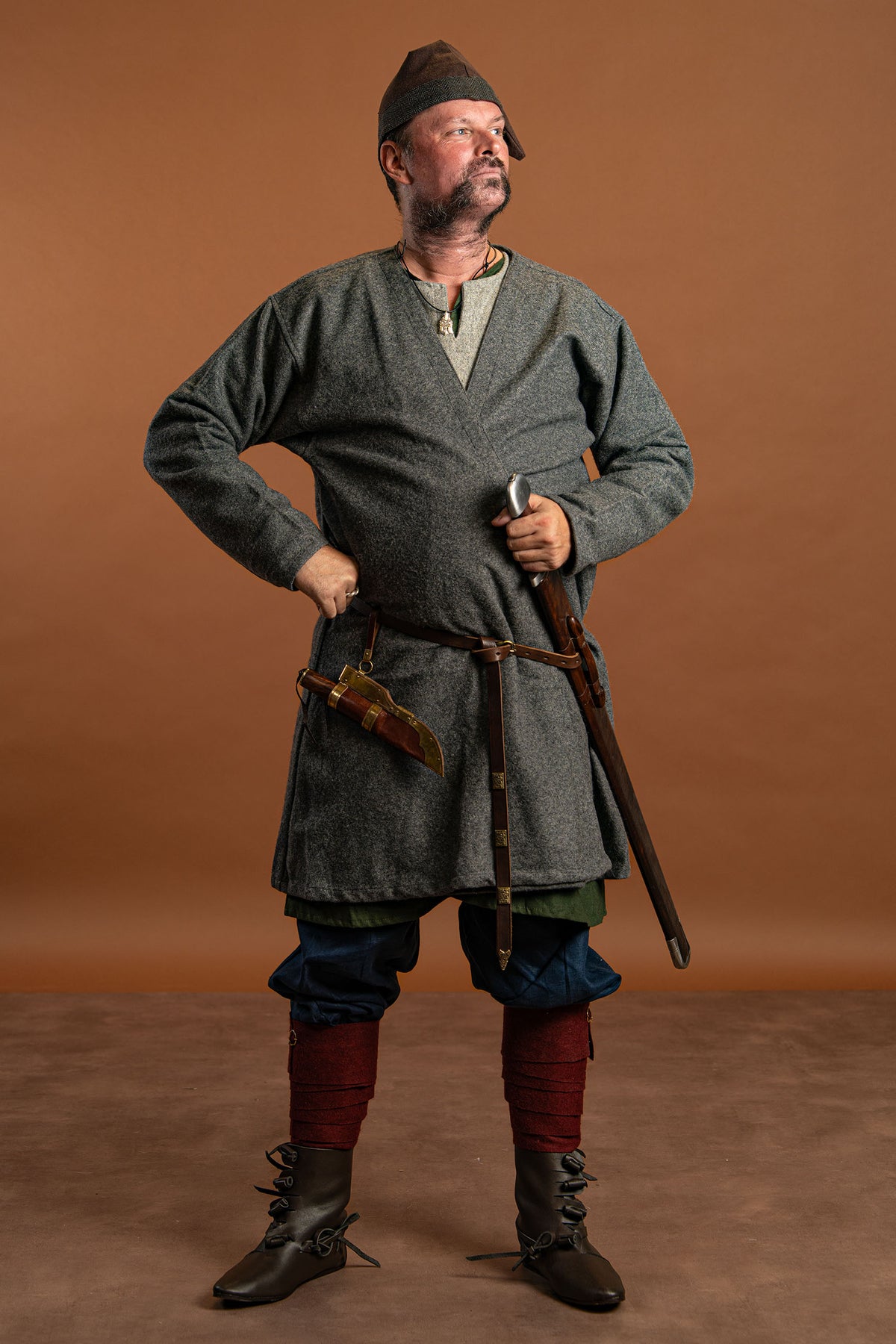 Kaftan Gustav, grå, uldblanding