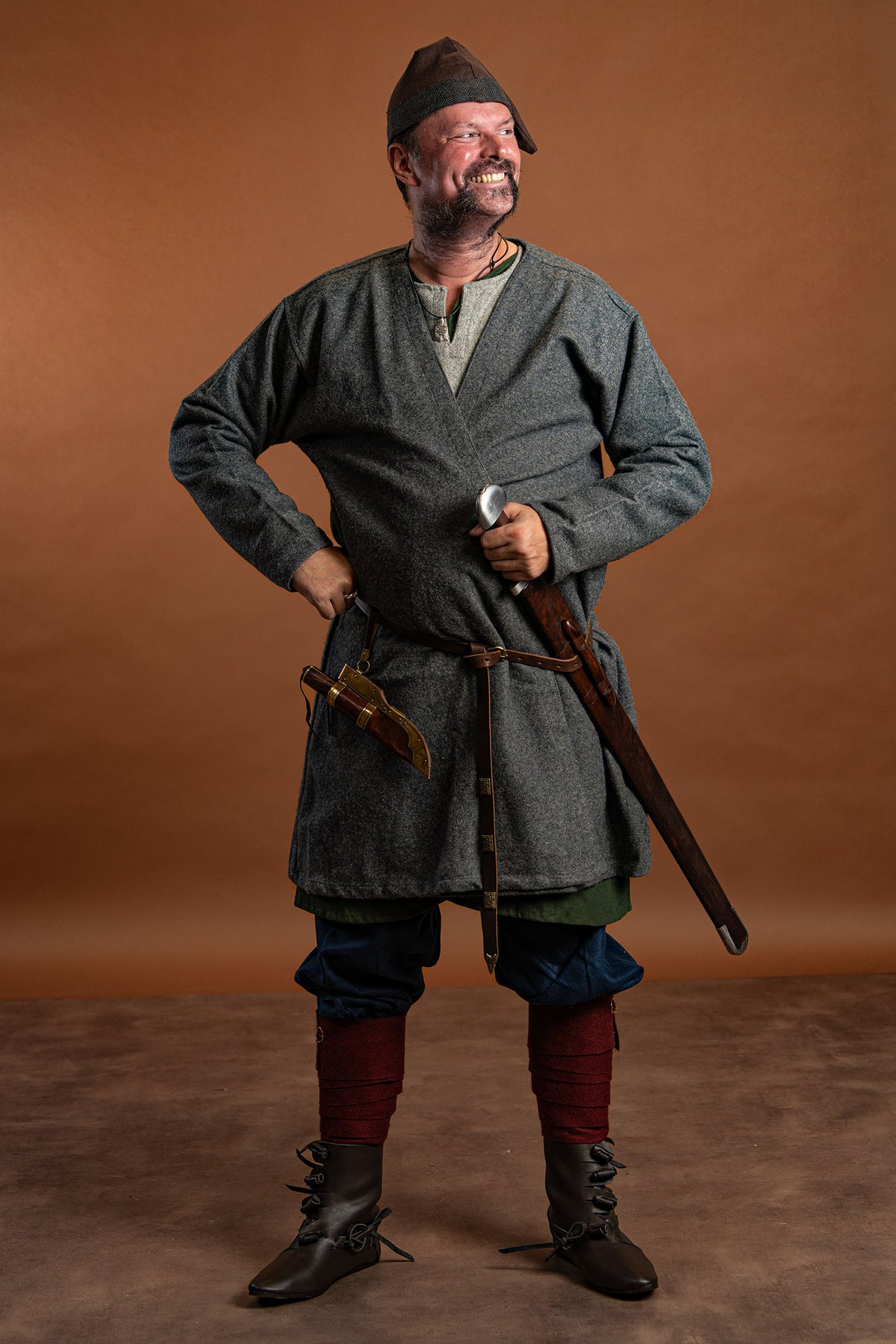 Kaftan Gustav, grå, uldblanding