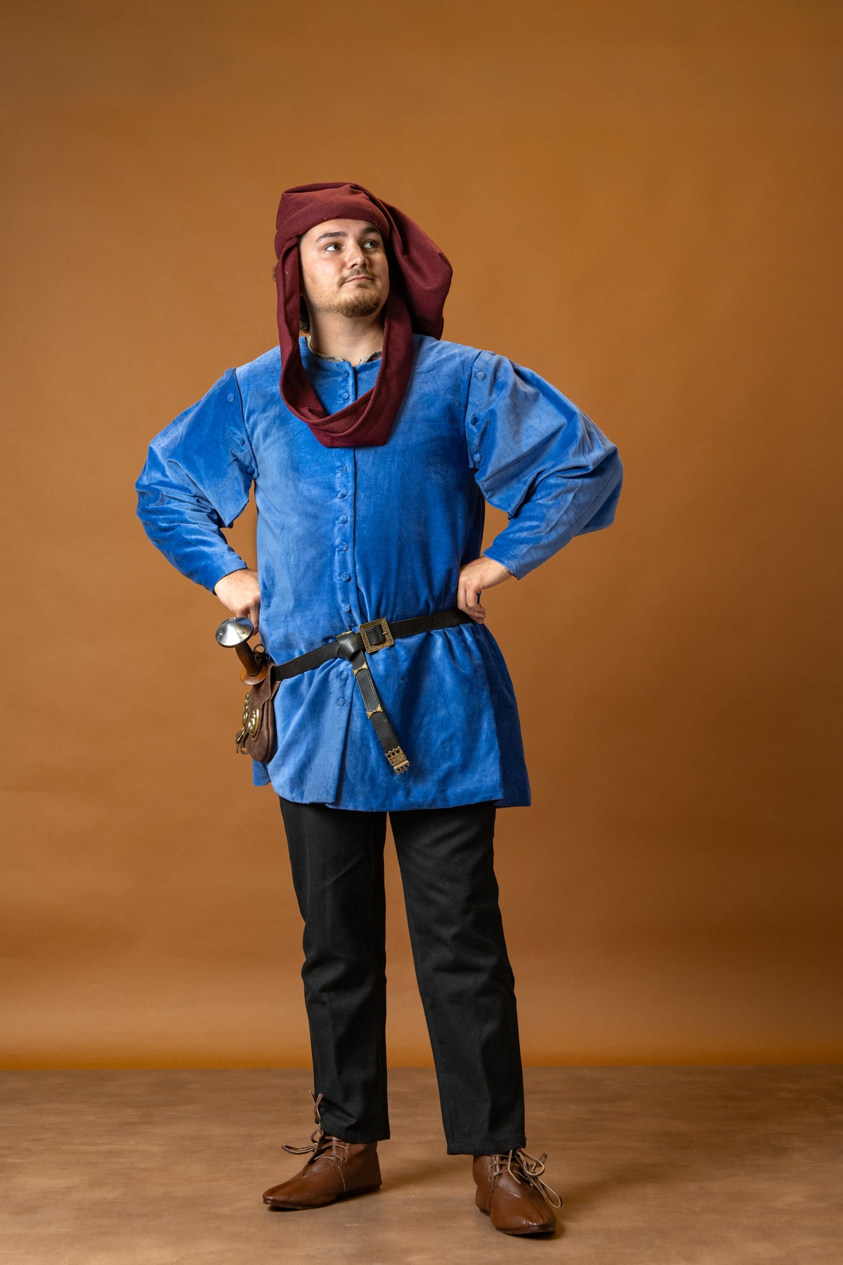 Houppelande Cesare, veludo, azul