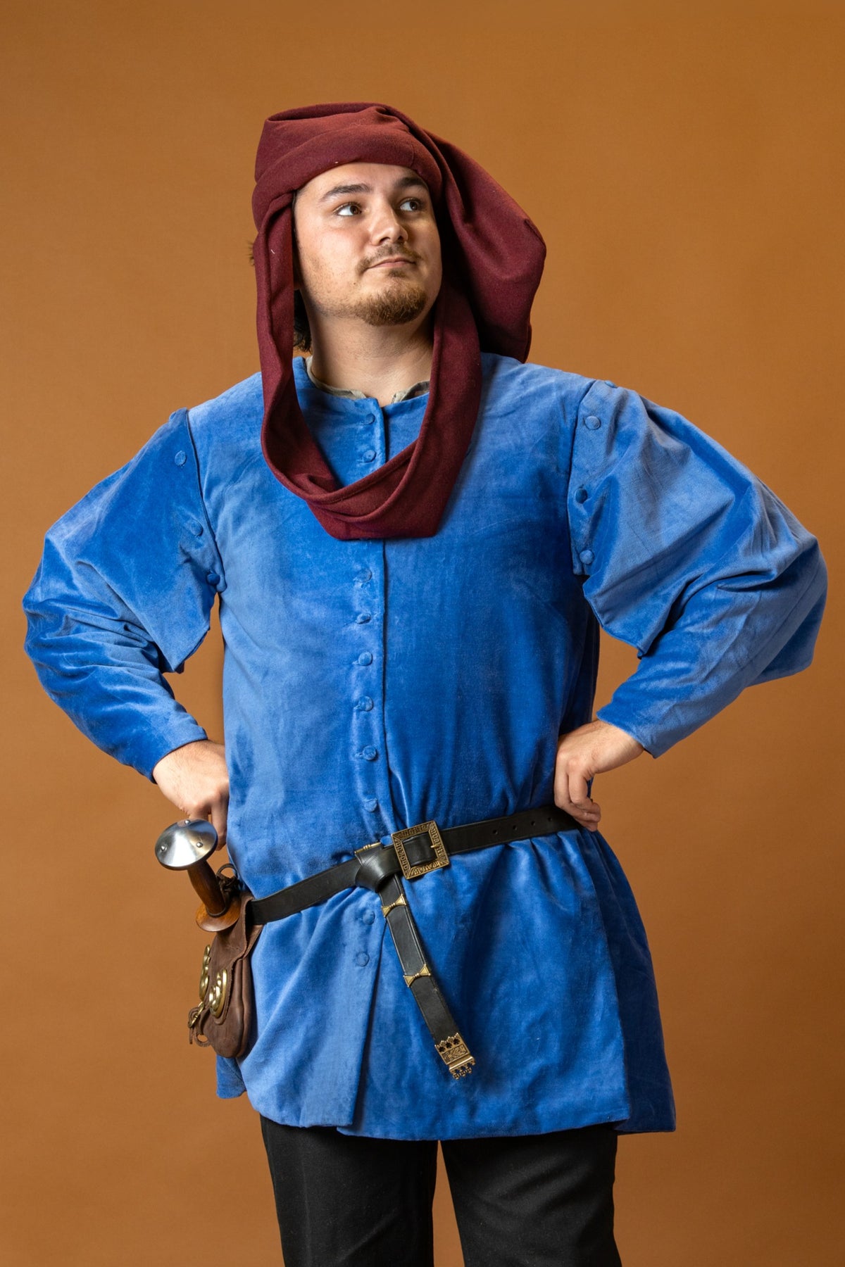 Houppelande Cesare, veludo, azul