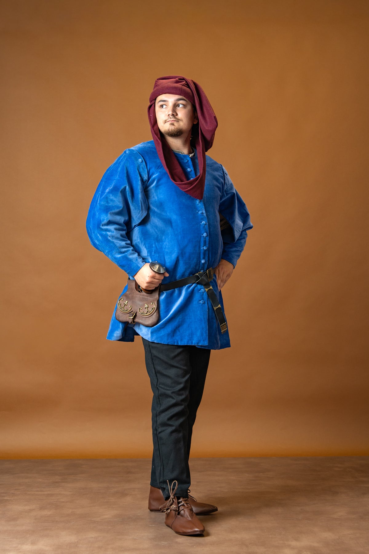 Houppelande Cesare, veludo, azul