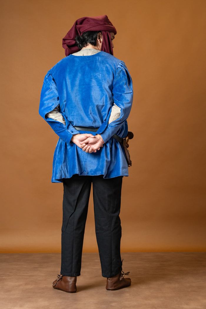 Houppelande Cesare, fluweel, blauw