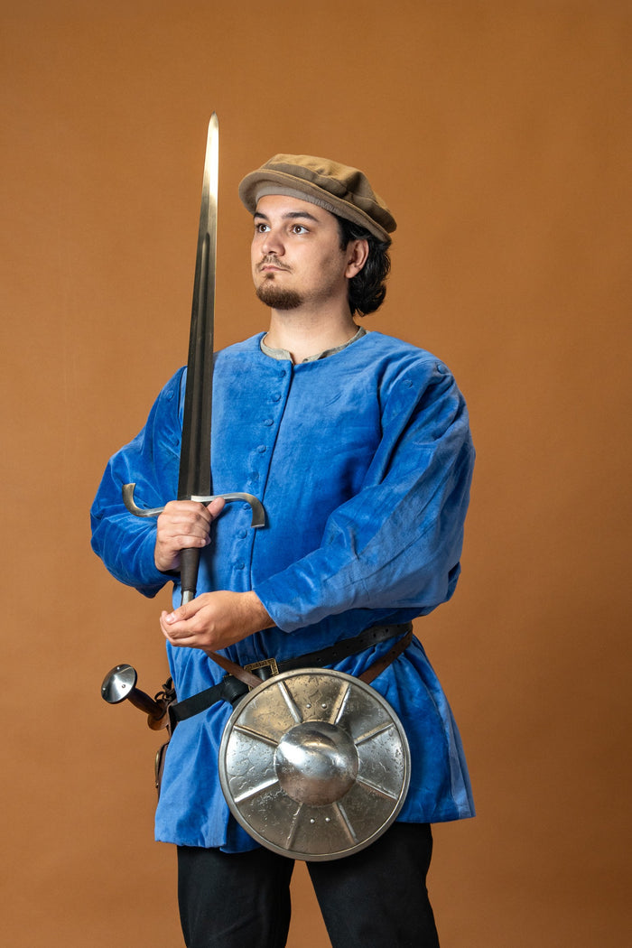 Houppelande Cesare, veludo, azul