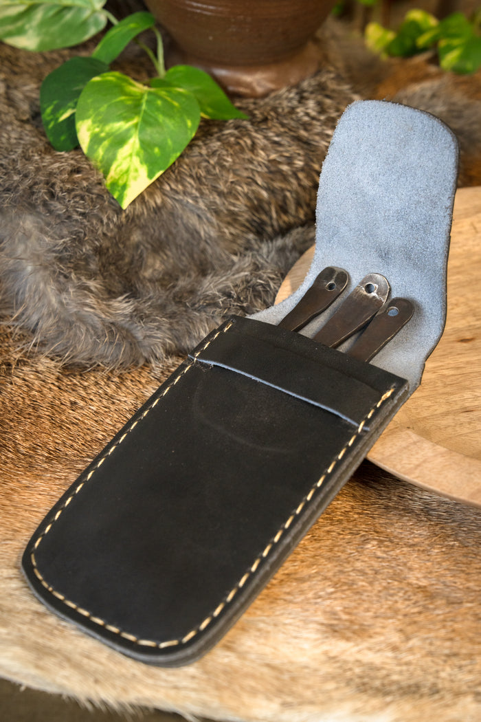 Juego de cubiertos Landsknecht con funda, acero inoxidable