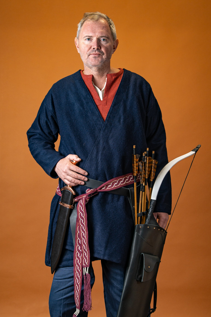 Viking kaftan Loki, wolmix, blauw