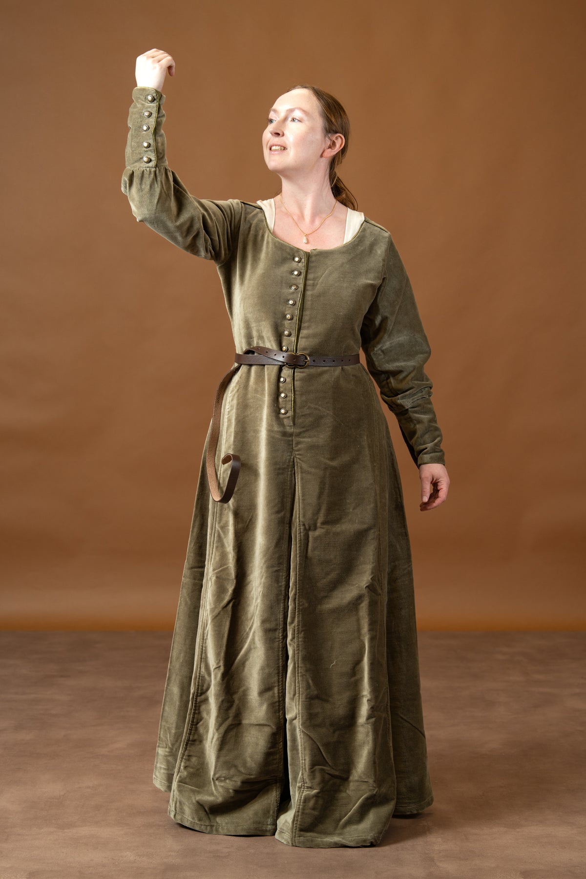 Cotehardie Christina de terciopelo, verde