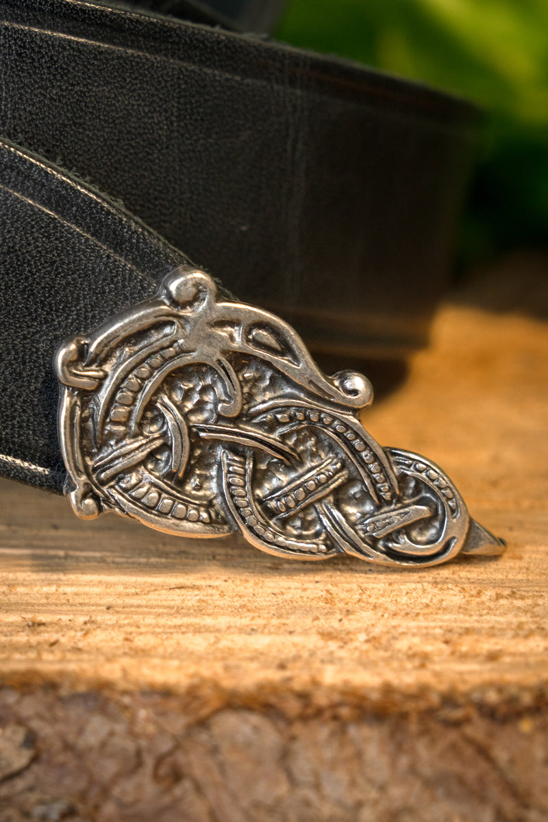 Wikiński pas Ringerike deluxe, czarny, posrebrzany, 165 cm