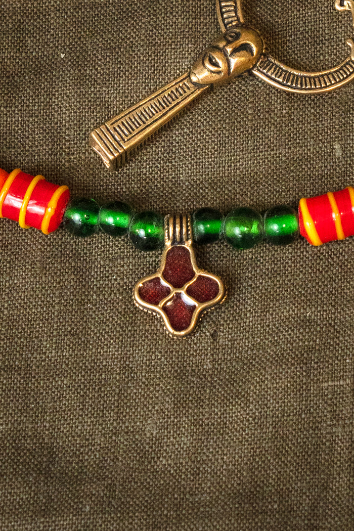 Glass beads, 10 pcs, green