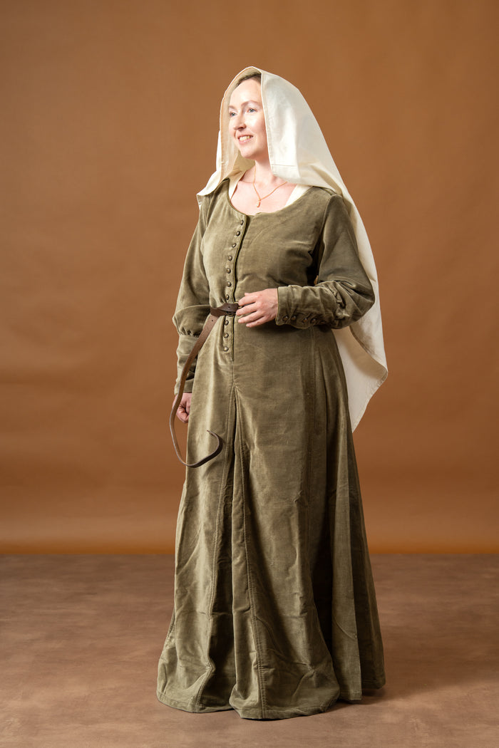 Cotehardie Christina de terciopelo, verde