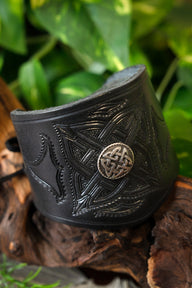 Celtic bracelet, black, leather