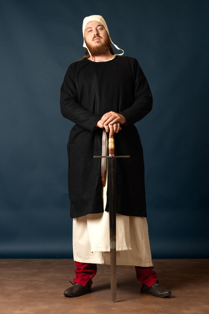 Medieval tunic Everard, black, wool mix