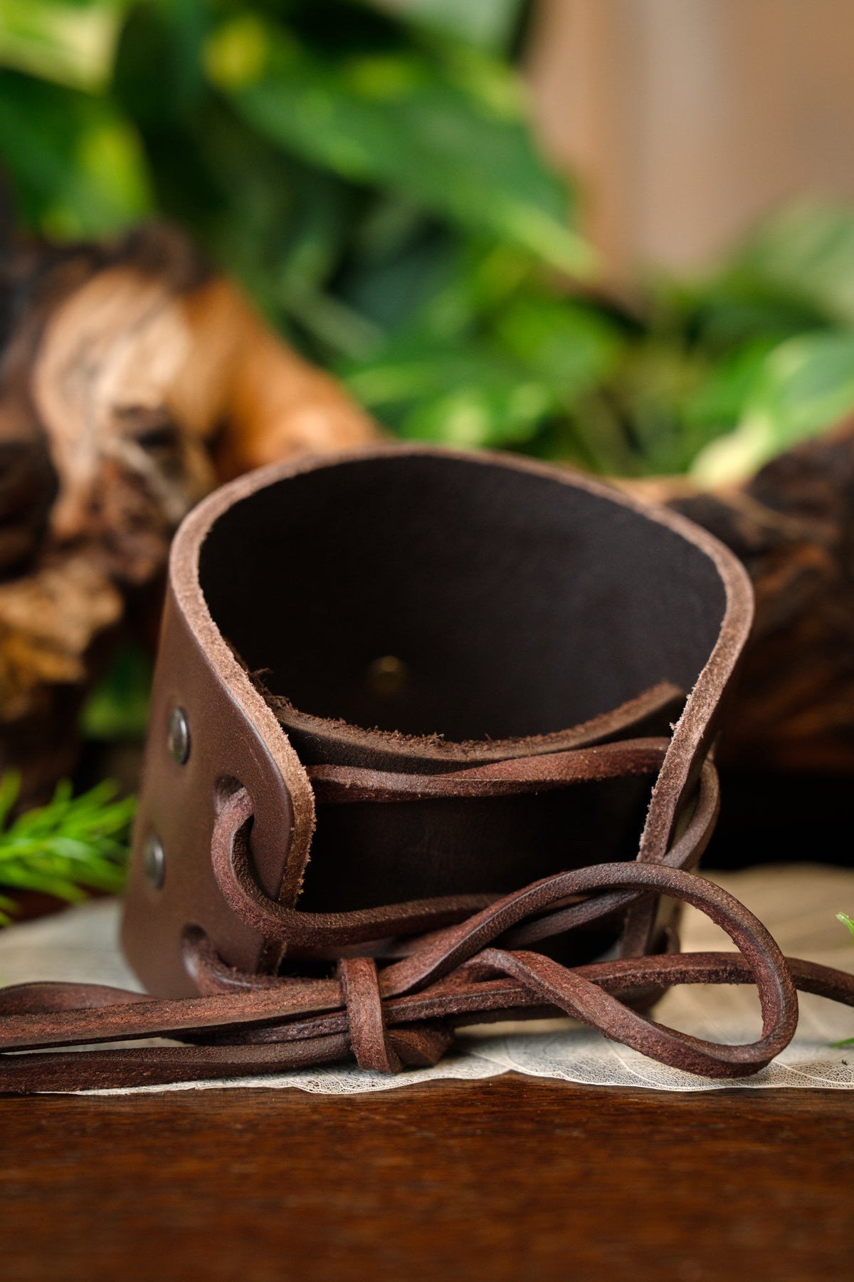 Celtic bracelet, brown, leather