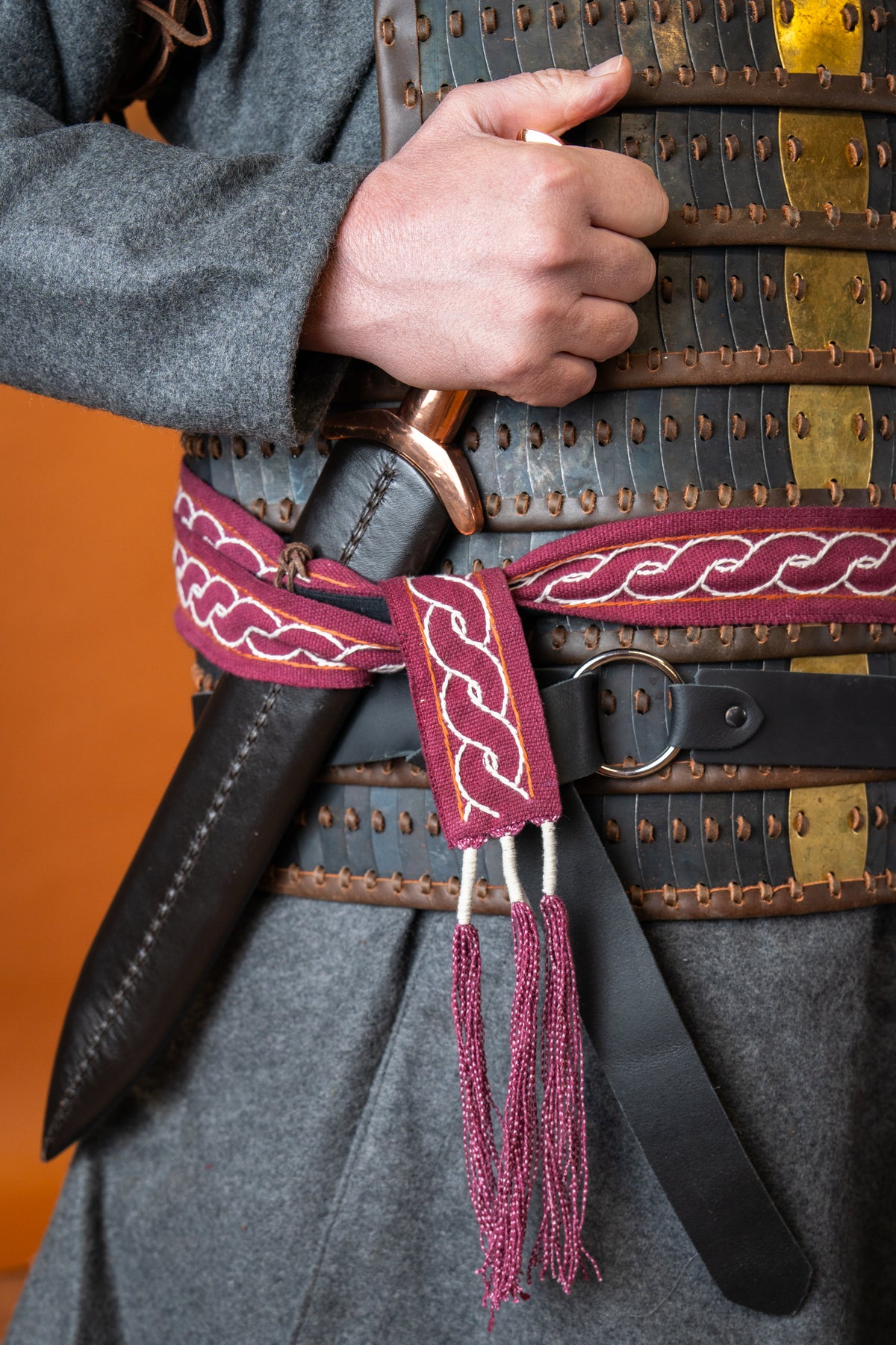 Vikingebælte Elina, rød, 235 cm