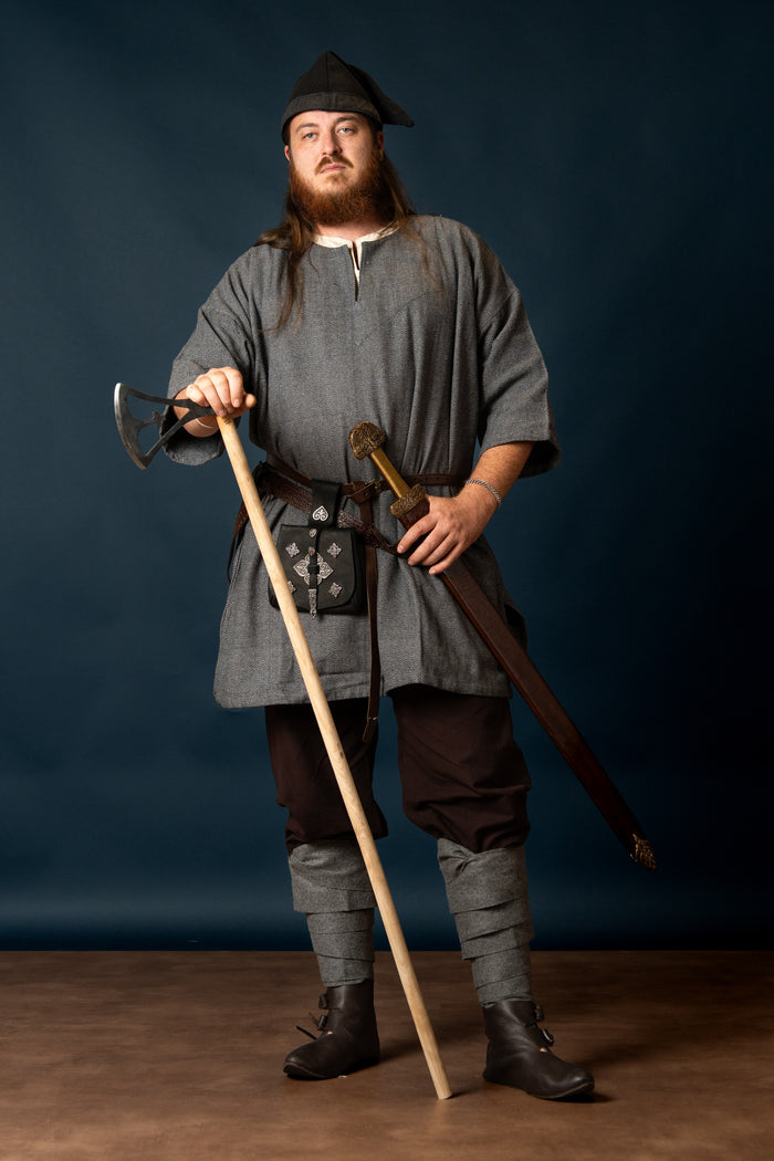 Túnica vikinga Arvis, motivo espiga, gris Tormenta