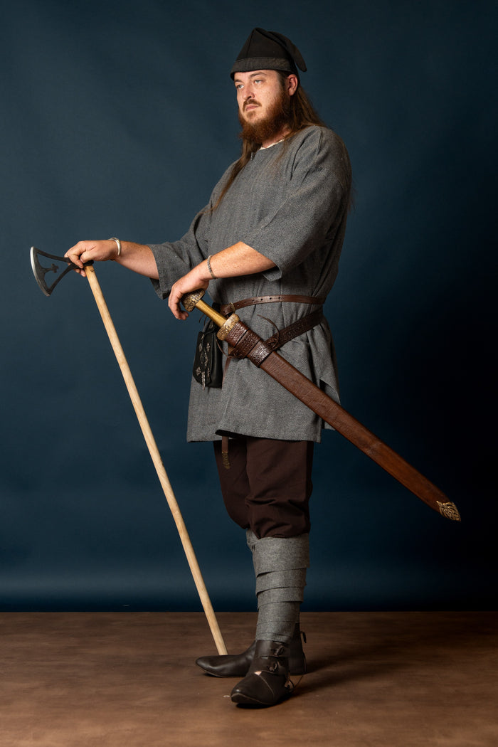 Viking tuniek Arvis, vissegraatmotief, Storm grijs