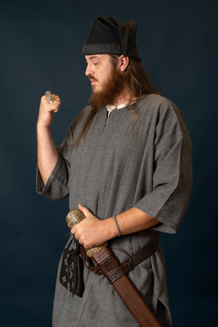 Túnica vikinga Arvis, motivo espiga, gris Tormenta