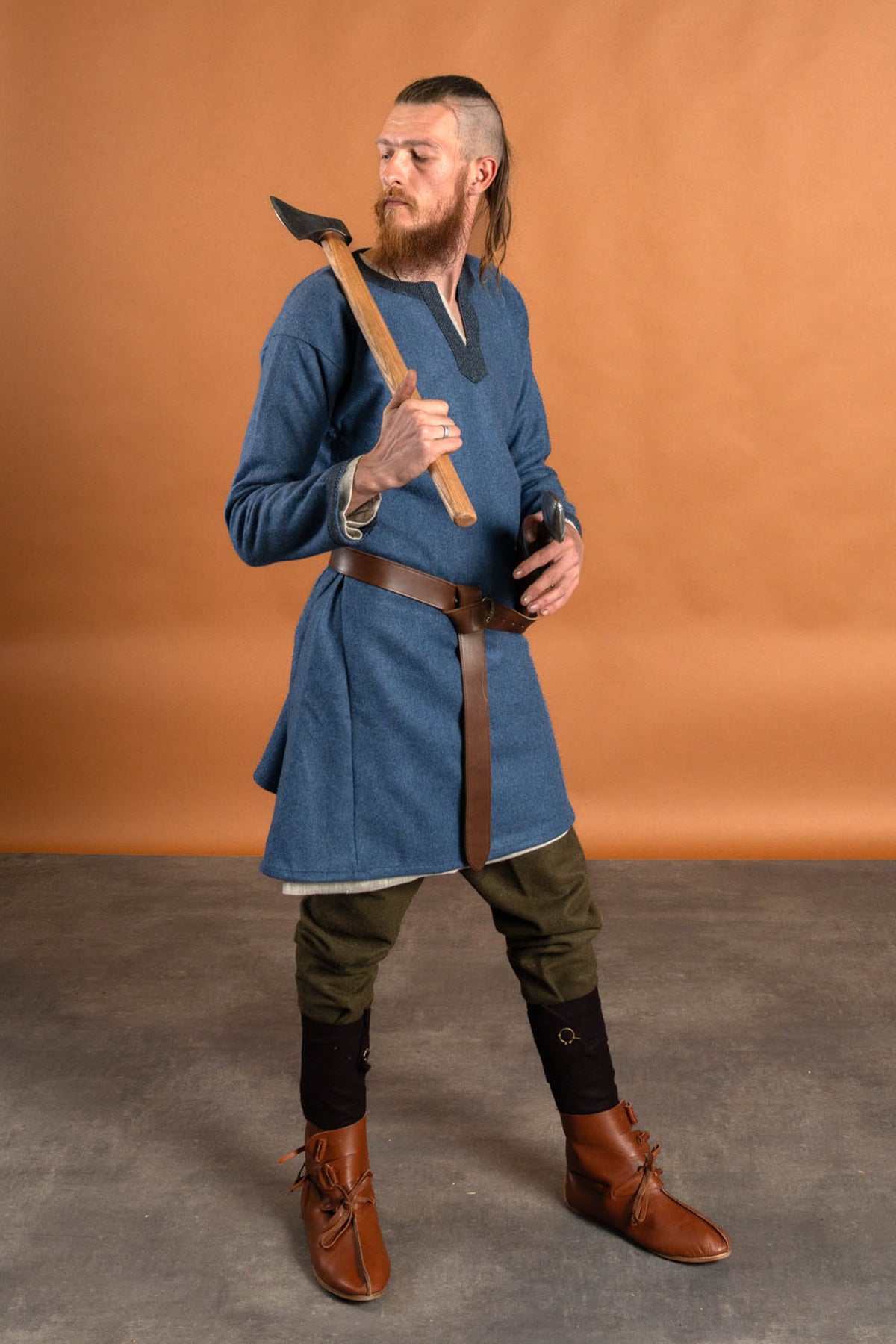 Vikingetunika Guthrum, uld, blå