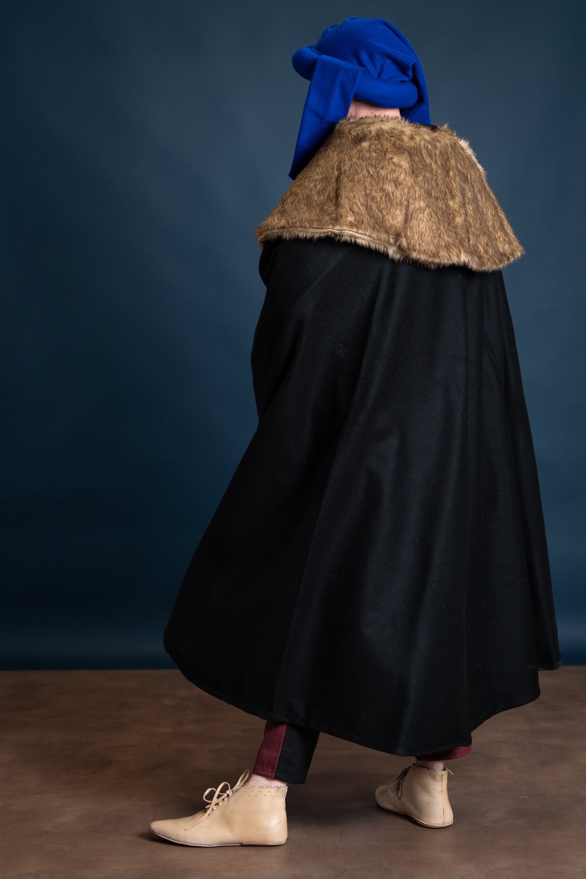 Fur cloak John, black, wool mix
