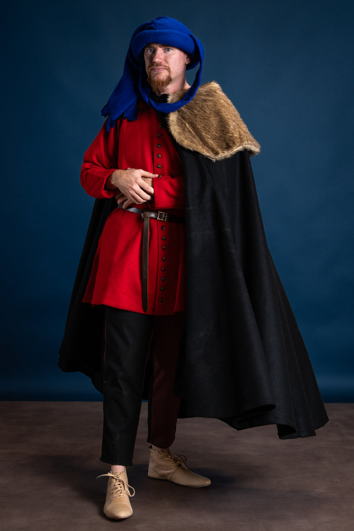 Fur cloak John, black, wool mix