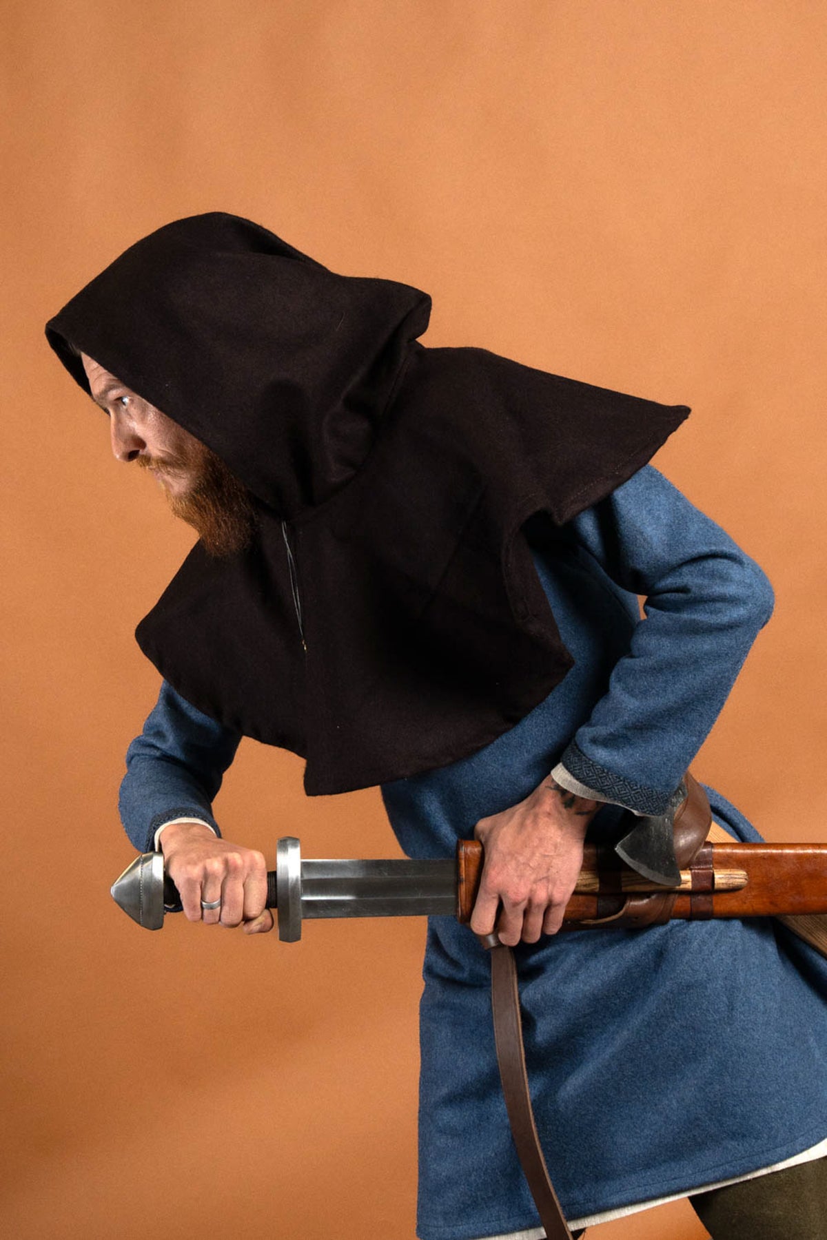 Kapuzenmantel Cucullus, braun, Wollmischung