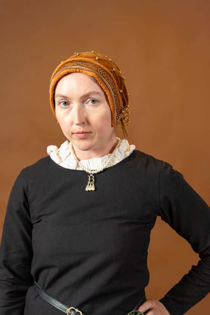 Hårnet (caul) Isabeau, fløjl, rød