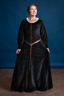 Fluwelen cotehardie Christina, zwart