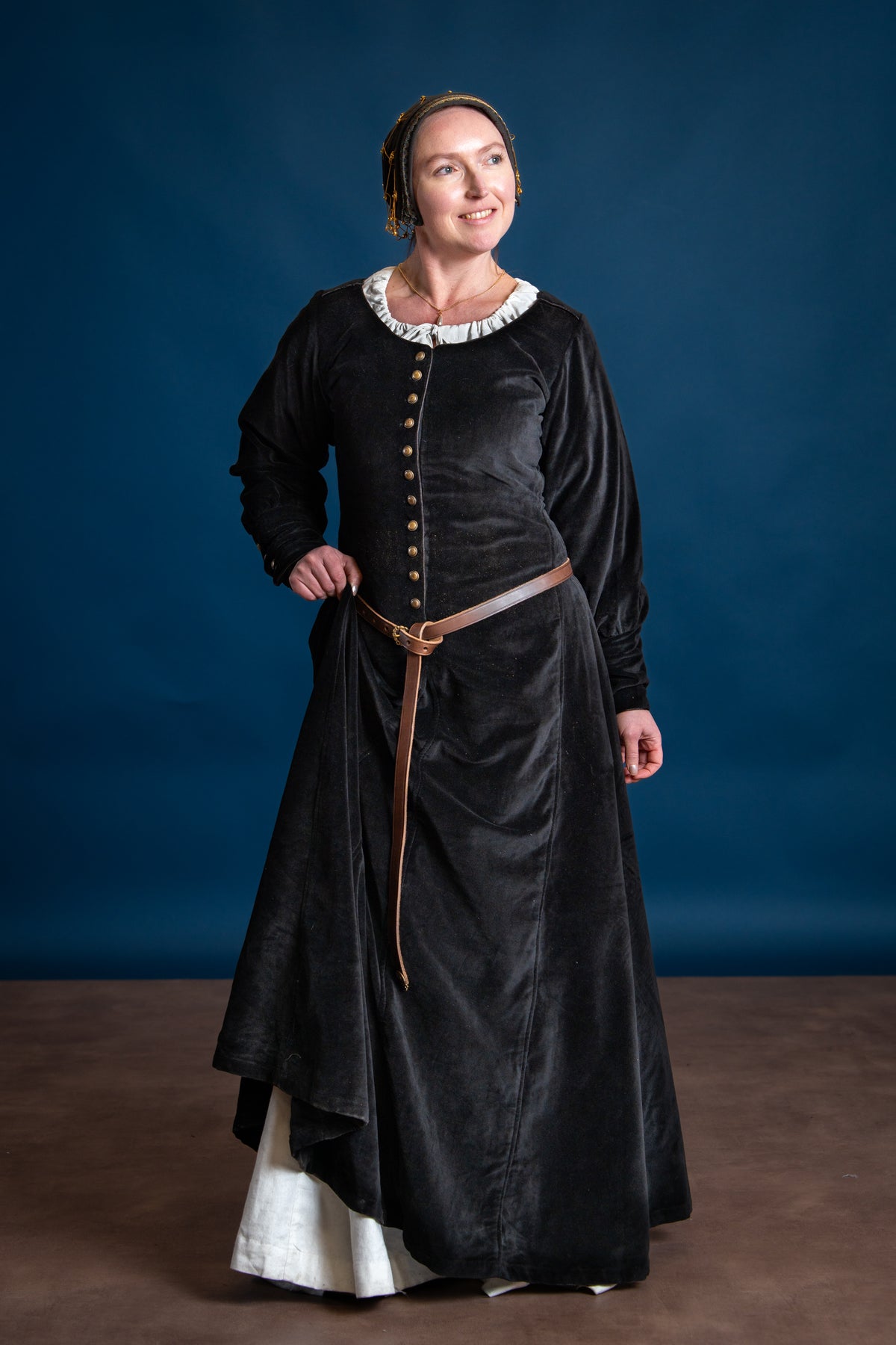 Samt Cotehardie Christina, schwarz