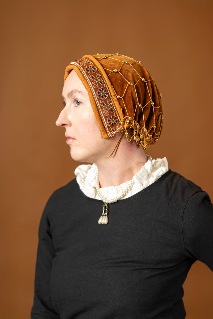 Hårnet (caul) Isabeau, fløjl, rød
