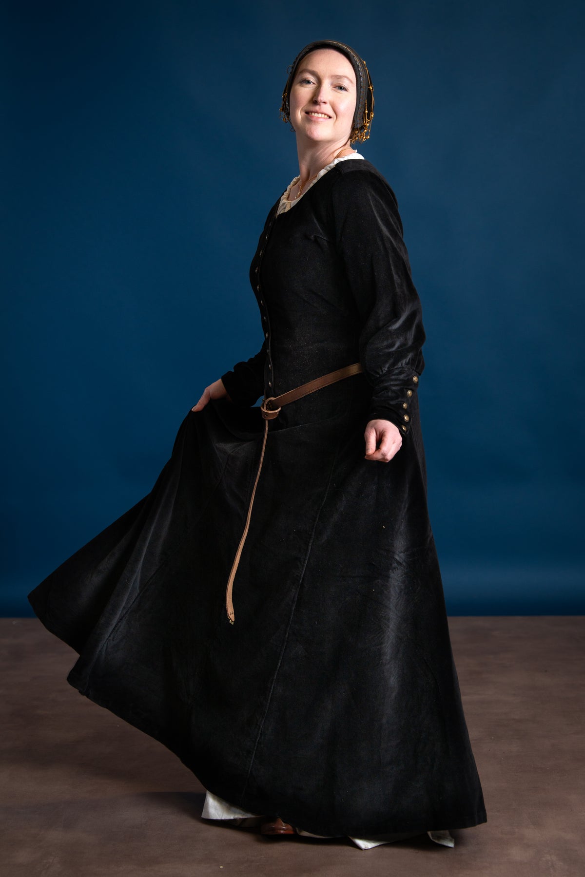 Samt Cotehardie Christina, schwarz