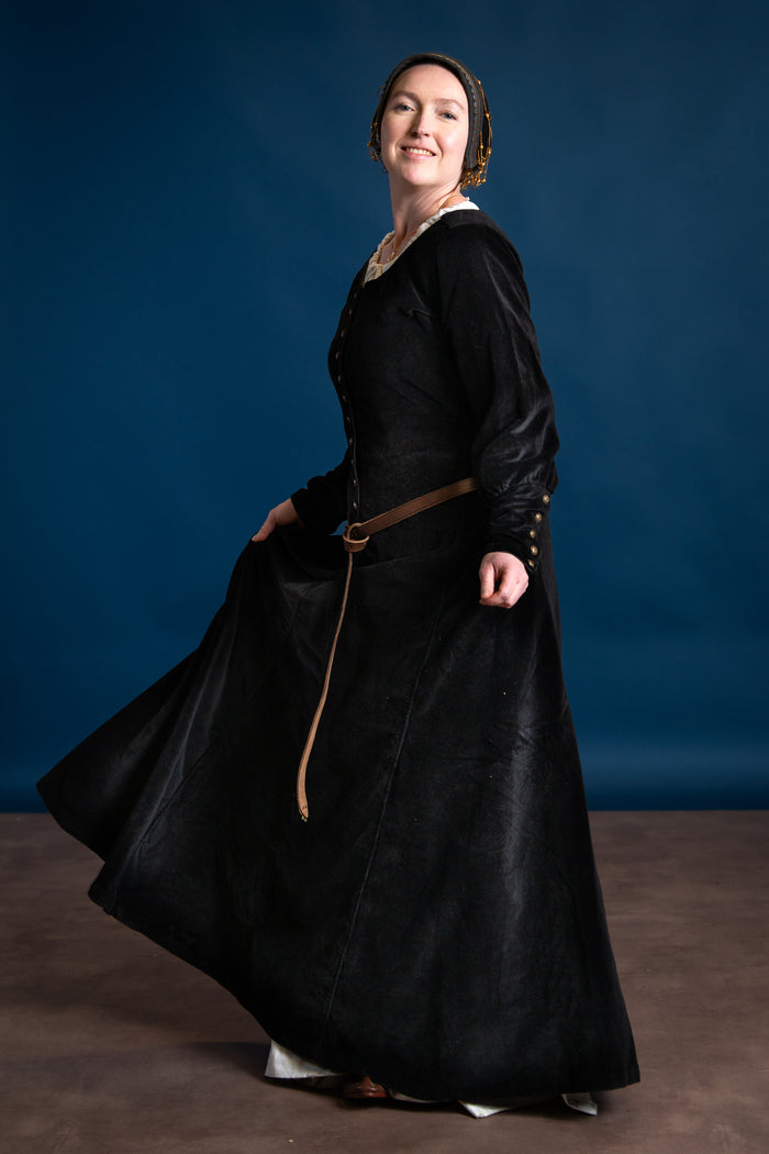 Samt Cotehardie Christina, schwarz