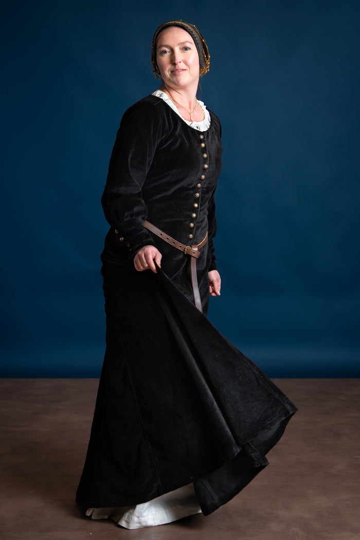 Samt Cotehardie Christina, schwarz