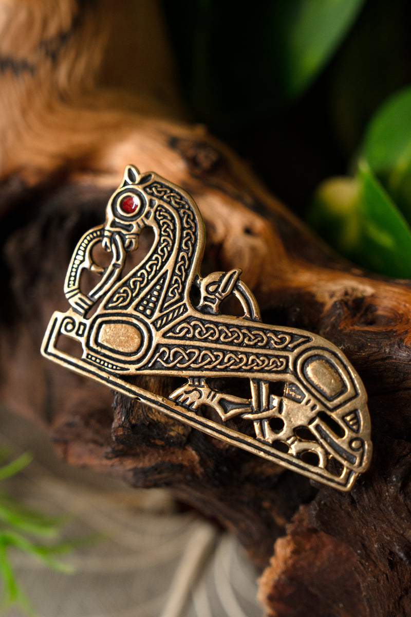 Fibule viking en forme de cheval, droite, en bronze