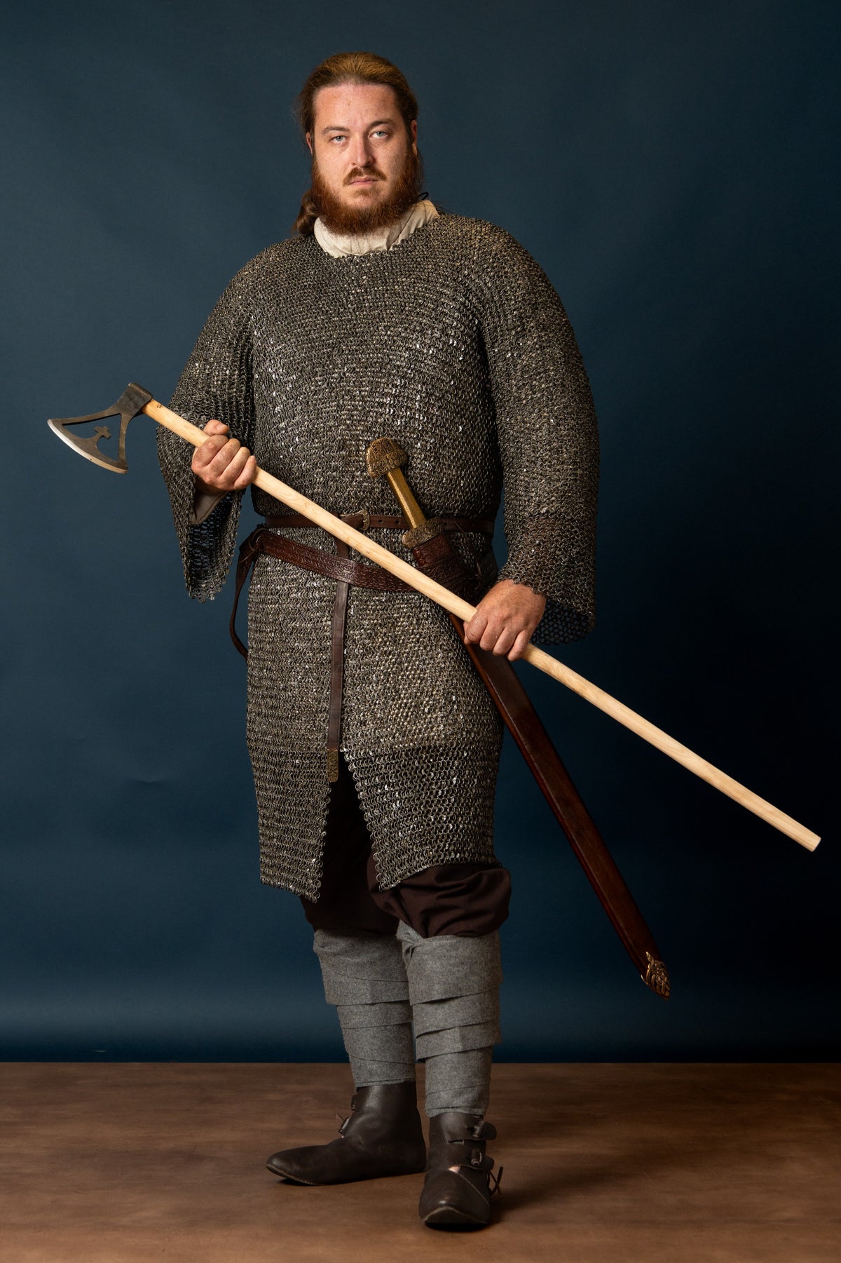 Hauberk with split, round rings, round rivets 9 mm