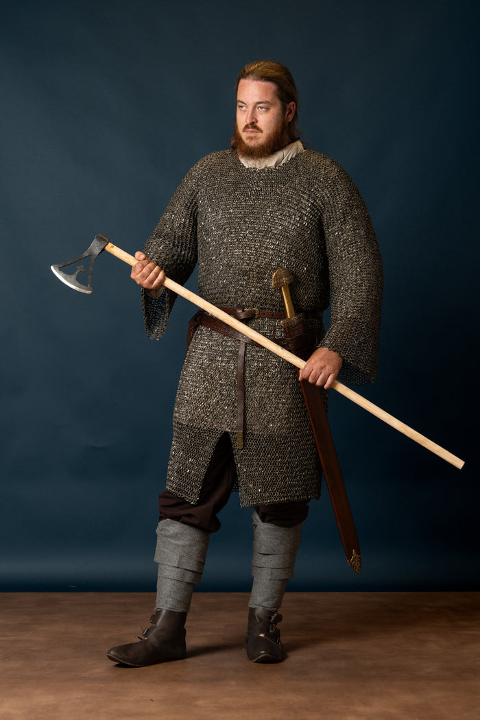 Hauberk with split, round rings, round rivets 9 mm