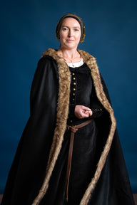 Viking cloak Fjell, black, wool mix