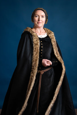 Viking cloak Fjell, black, wool mix