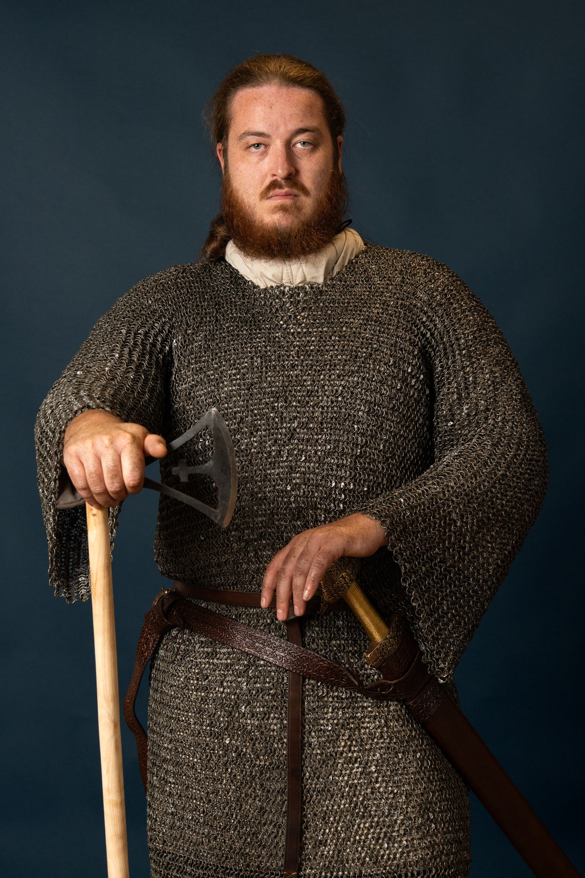 Hauberk with split, round rings, round rivets 9 mm