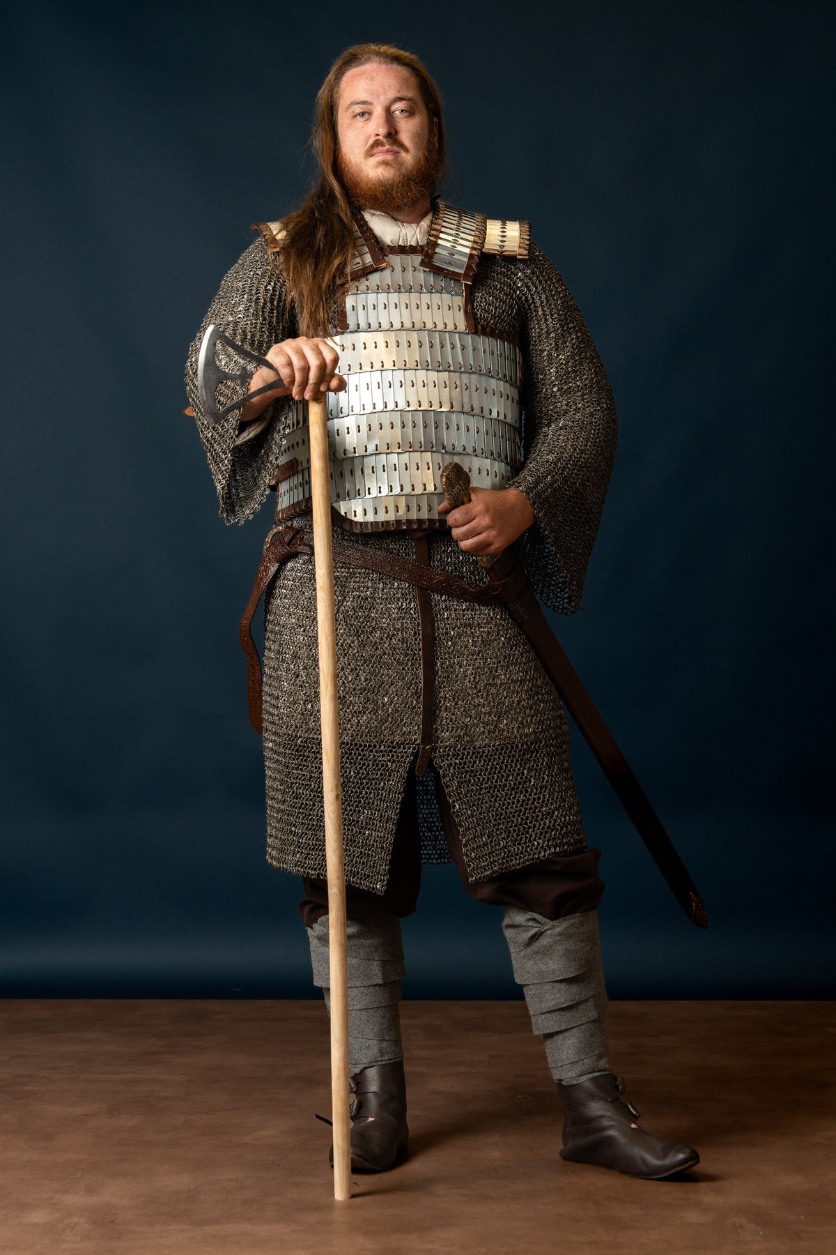 Hauberk with split, round rings, round rivets 9 mm