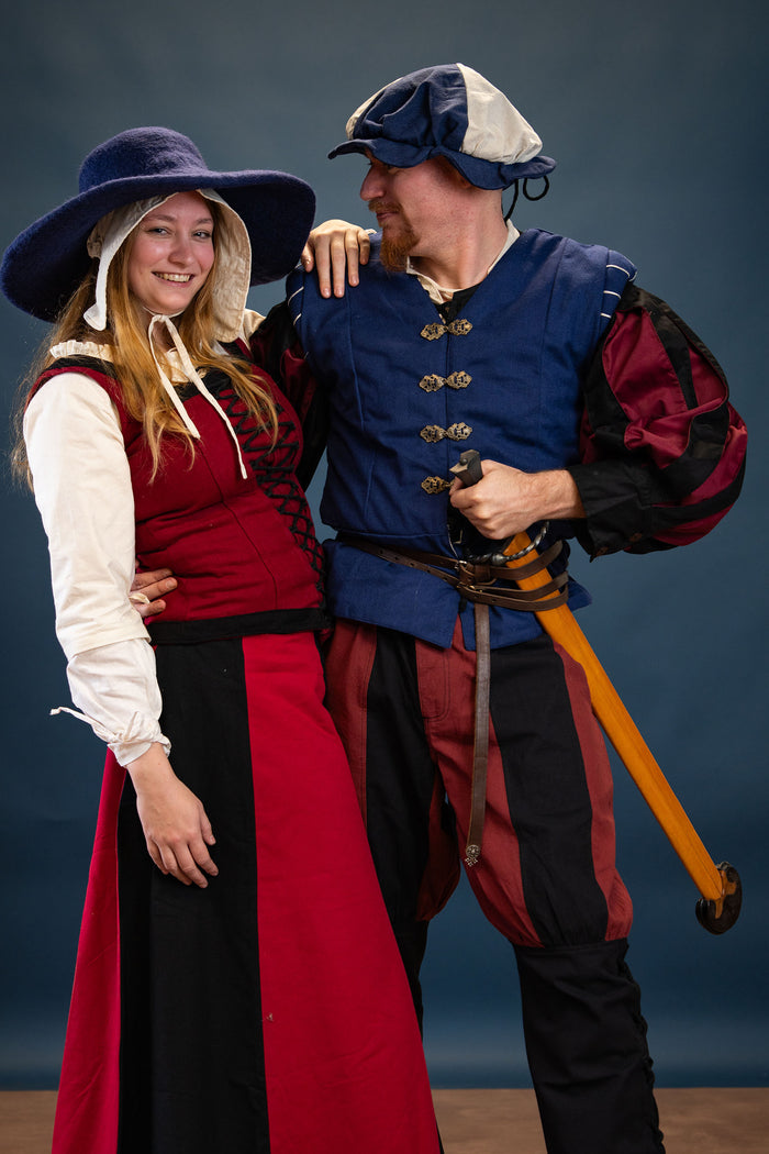 Pourpoint Renaissance Tudor, bleu