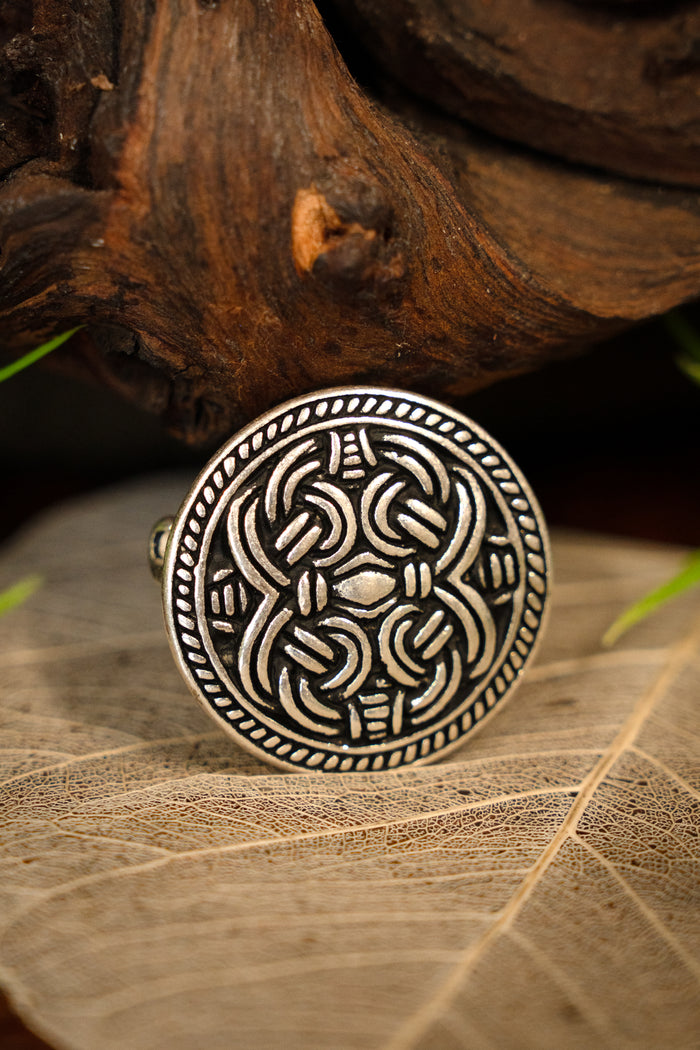 Birka disc fibula Borre style, silvered bronze