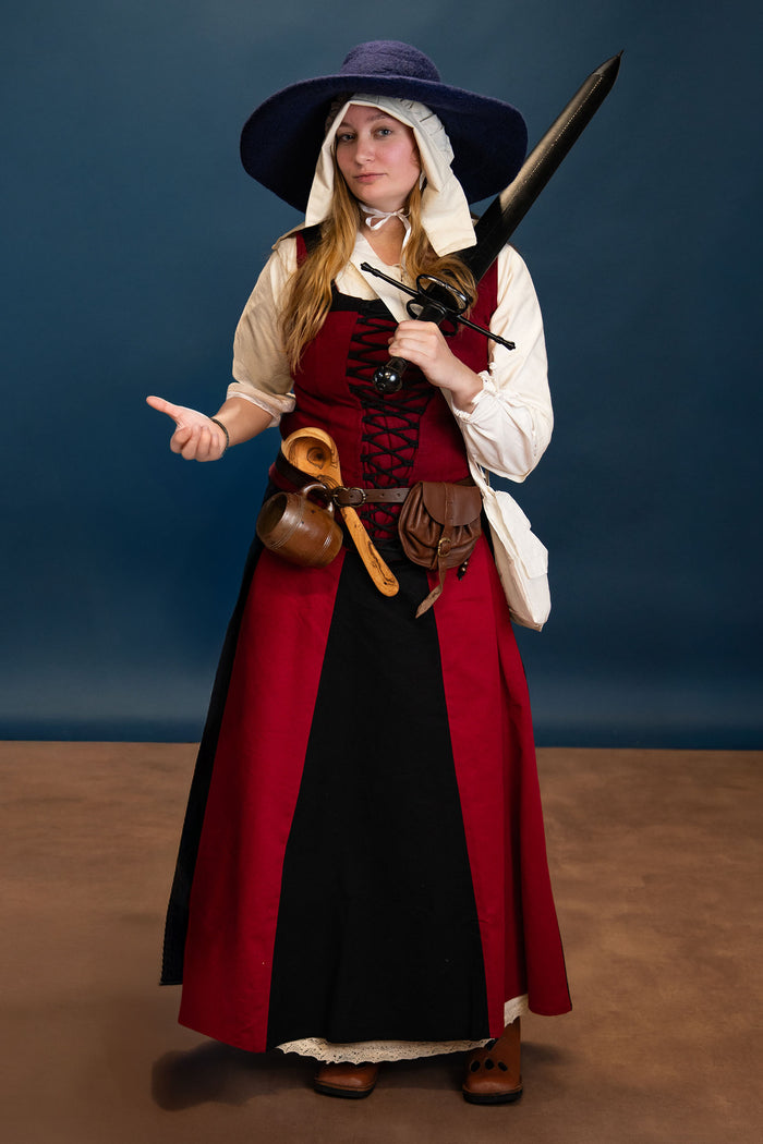 Medieval skirt Loreena, black-red