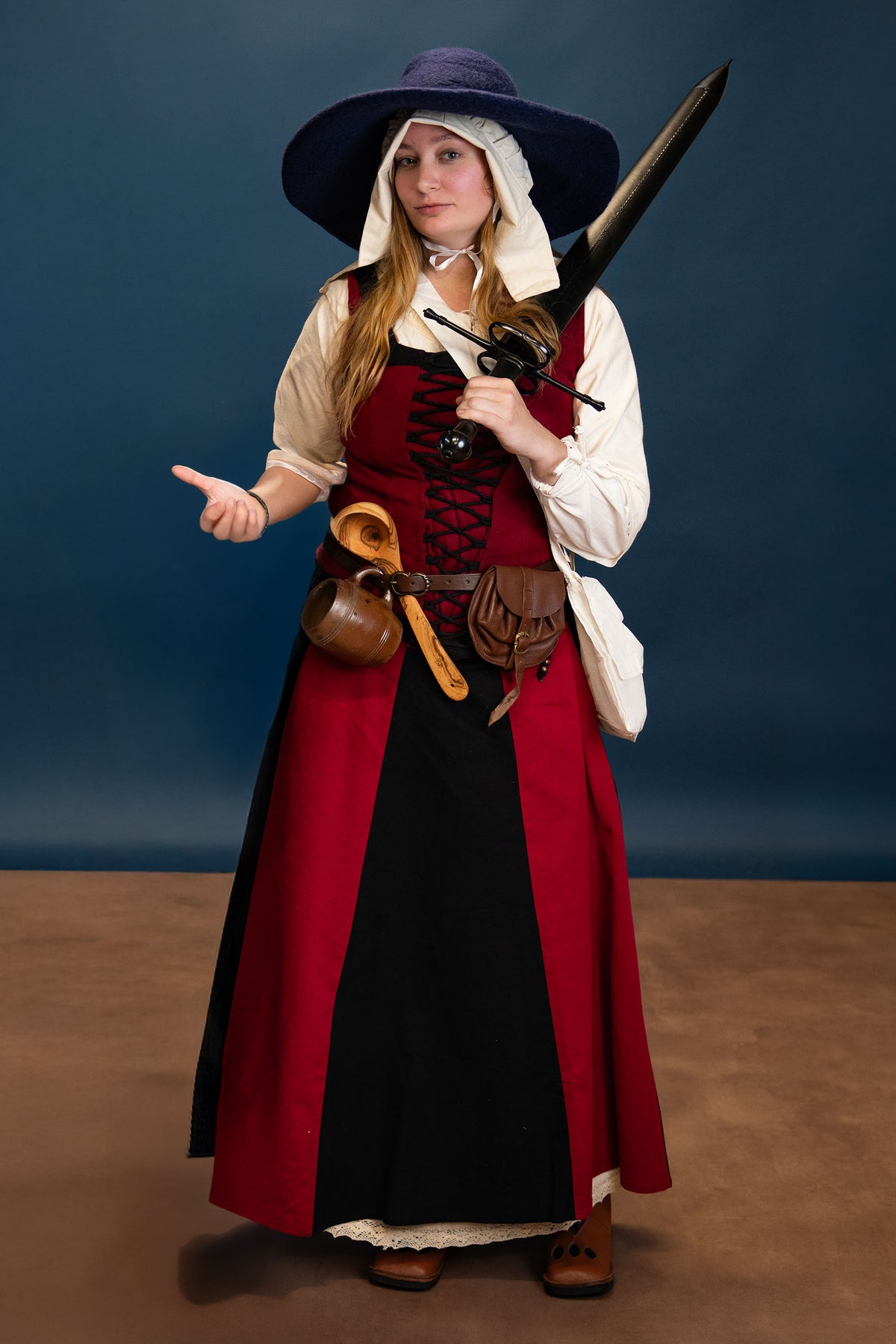 Jupe médiévale Loreena, noir–Rouge