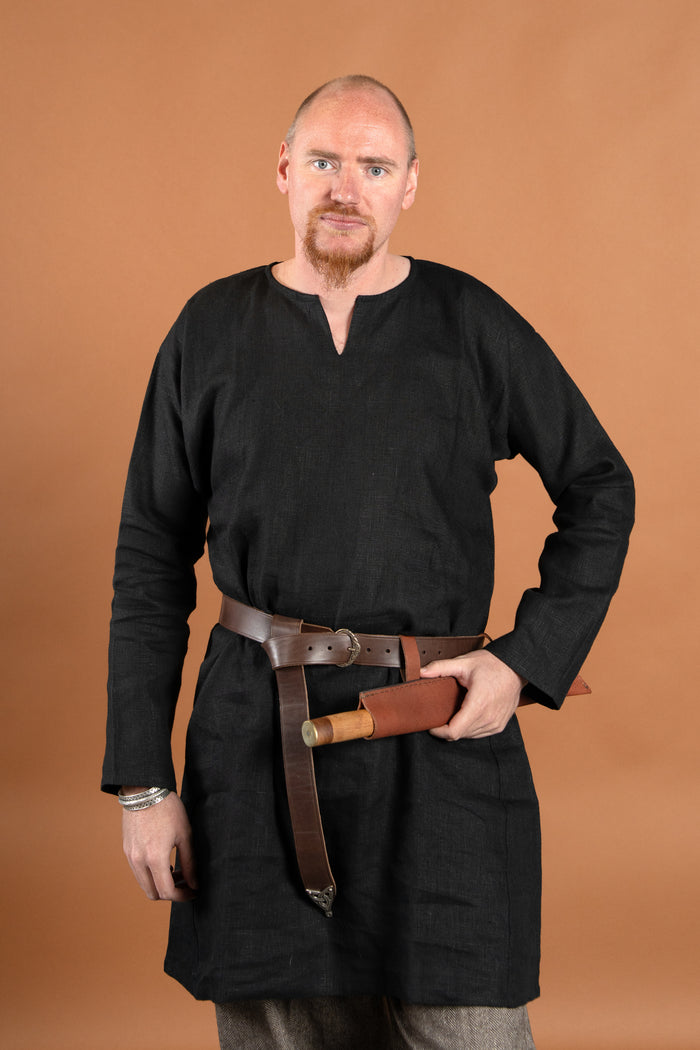 Viking tuniek Eirik, linnen, zwart